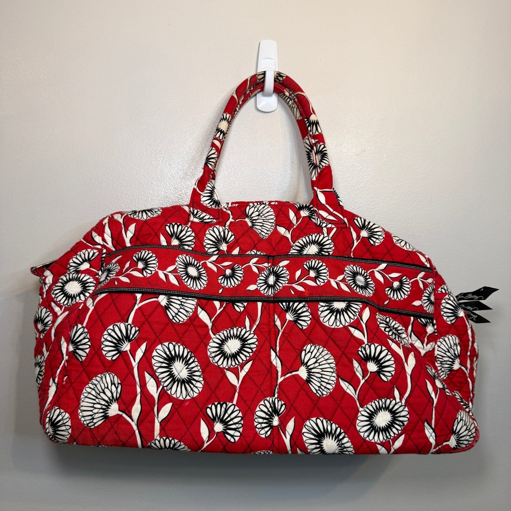Vera Bradley Deco Daisy Floral Print Large Cotton Quilted Weekender Bag Travel